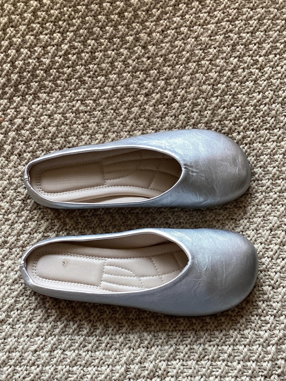 Women's Metallic Silver Ballet slip ons